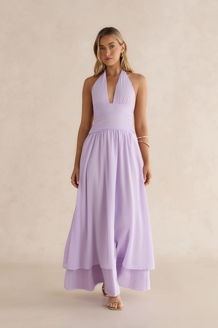 Sorbet Soiree Halter Maxi Dress Lilac