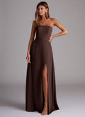 Azazie A-Line Straight Floor-Length Chiffon Bridesmaid Dresses - ganache