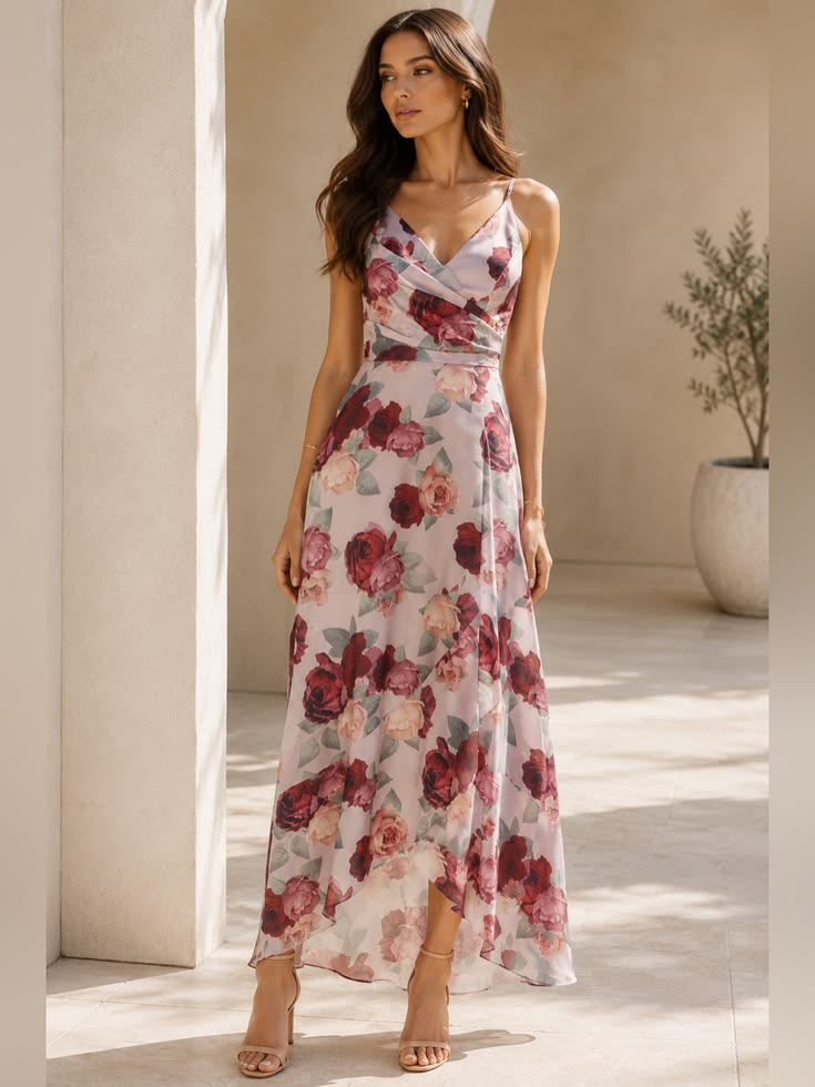 Chi London Dress Chi London Mabel High Low Gown Floral Romantic Satin