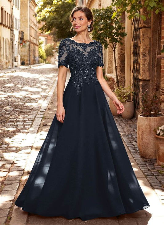 Missacc Dark Navy Mother Of The Bride Dress A Line Scoop Neck Short