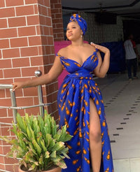 Venita Infinity Wrap Dress With Head Wrap, African Clothing For Women,
