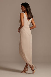 Tank Draped Chiffon Tulip Hem Bridesmaid Dress