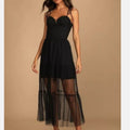Dress 's Black Polka Dot Mesh Tiered Midi Dress Sz Xl Color: Black