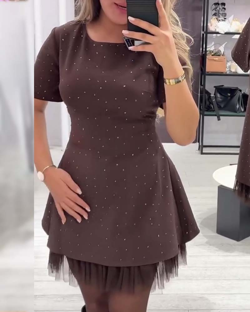 Harper – Shimmering Mesh Patchwork Dress