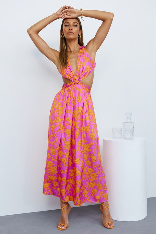 Lovely Travels Midi Dress XL Purple