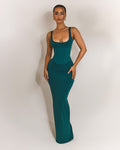 Sandra Scoop Midaxi Dress In Teal _ Chic Sculpted Style