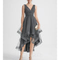 Jjs House Dress Jj House Women's 12 Gray V Neck Asymmetrical Tulle
