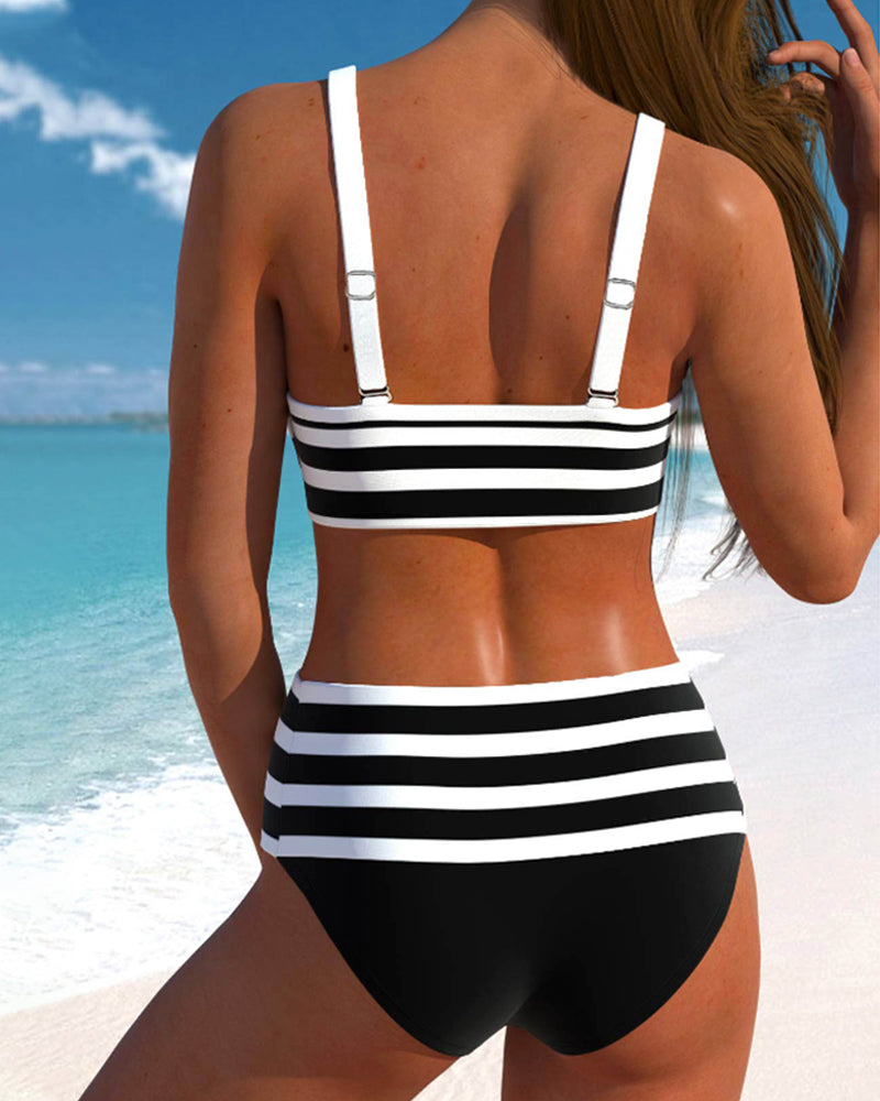 Rosamund - High-Waisted Striped Bikini