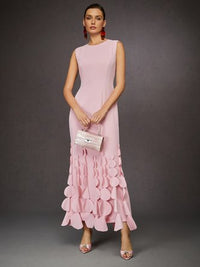 Elegant Sleeveless Petal Hem Mermaid Maxi Dress