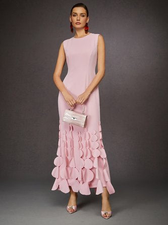Elegant Sleeveless Petal Hem Mermaid Maxi Dress