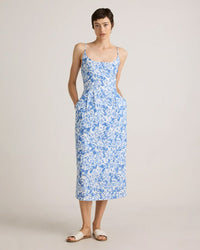 100% European Linen Scoop Neck Midi Dress