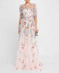 Rickie Freeman For Teri Jon Floral Embroidered Illusion Tulle Gown