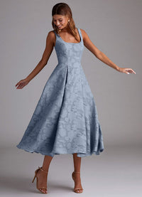 Adelie Powder Blue A Line Midi Dress