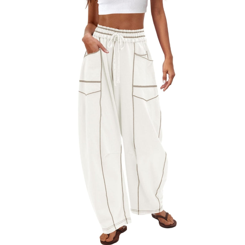 Adrienne | Women's Wide Leg Cargo Pants with Drawstring