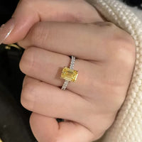 1.5ct Emerald-Shaped  Yellow Diamond Ring