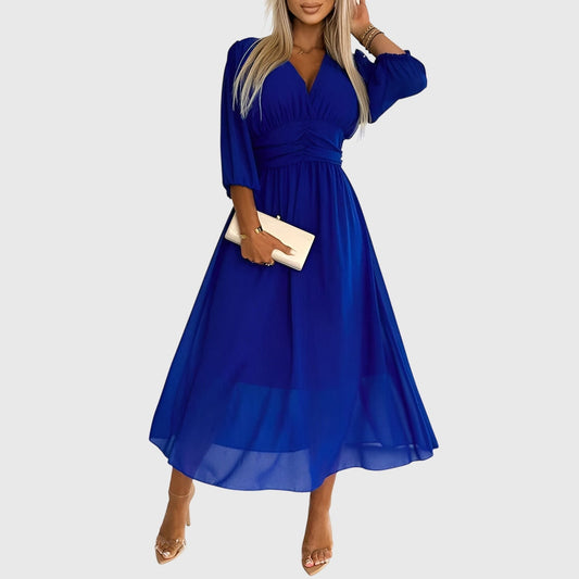 Chloe | Lightweight Silky Chiffon Dress Blue