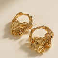 Organic Gold Hoop Earrings, Sculptural Statement Earrings, Minimalist Modern Jewelry, Text
