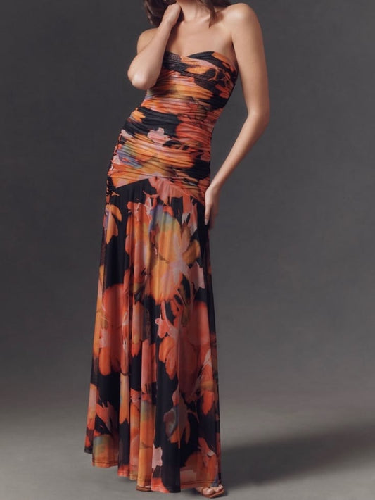 Hutch Dress Hutch Floral Mesh Drop Waist Maxi Dress Size M Nwt Color: