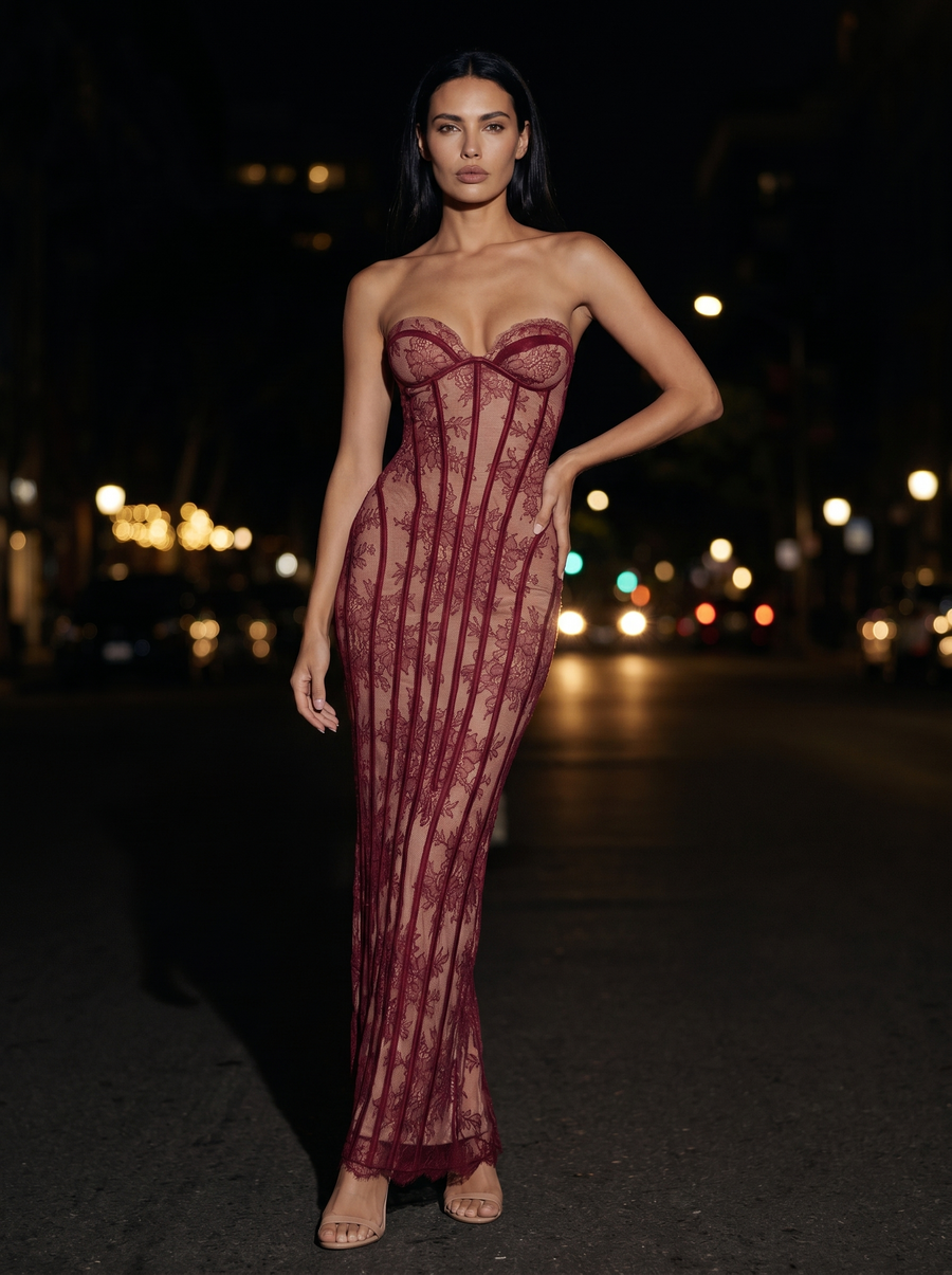 SAVANNAH MAXI DRESS Burgundy front