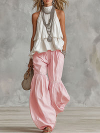 Aelinn | Women's Halter Neck Wide Leg Pants Set