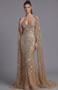 Long Formal Beaded Cape Mother Of The Bride Dress 36358 Nude