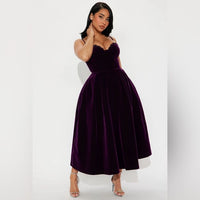 Fashion Nova Dress Julia Velvet Midi Dress Plum Color: Purple Size: S