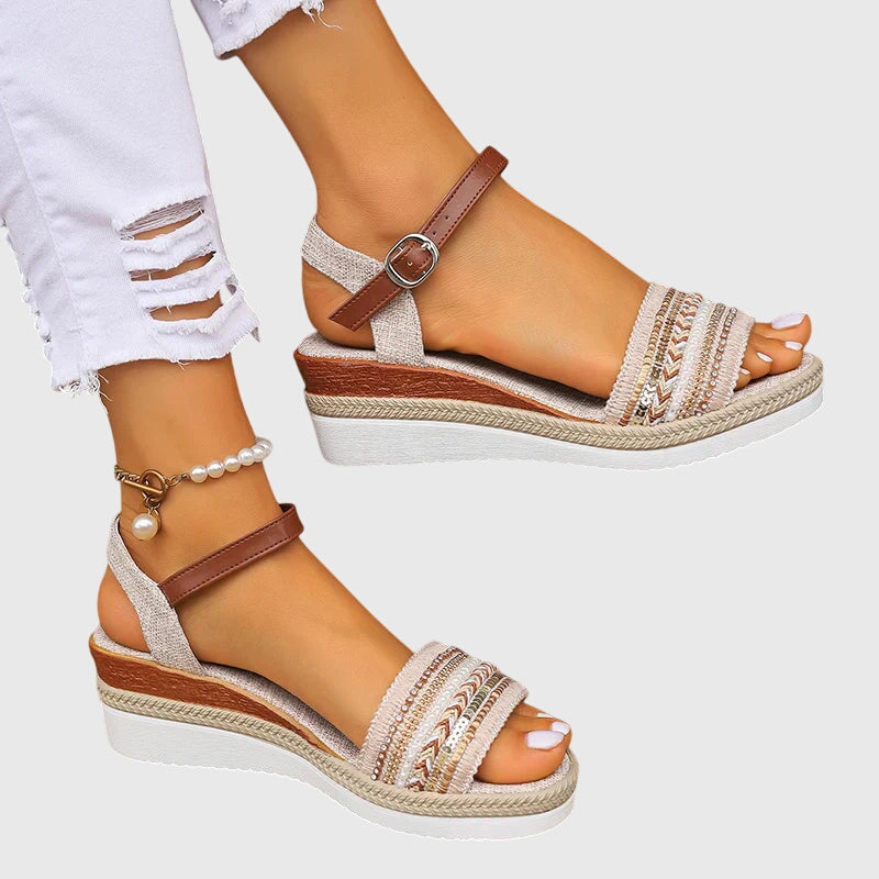 Joselyn | Orthopedic Summer Sandals White/Brown