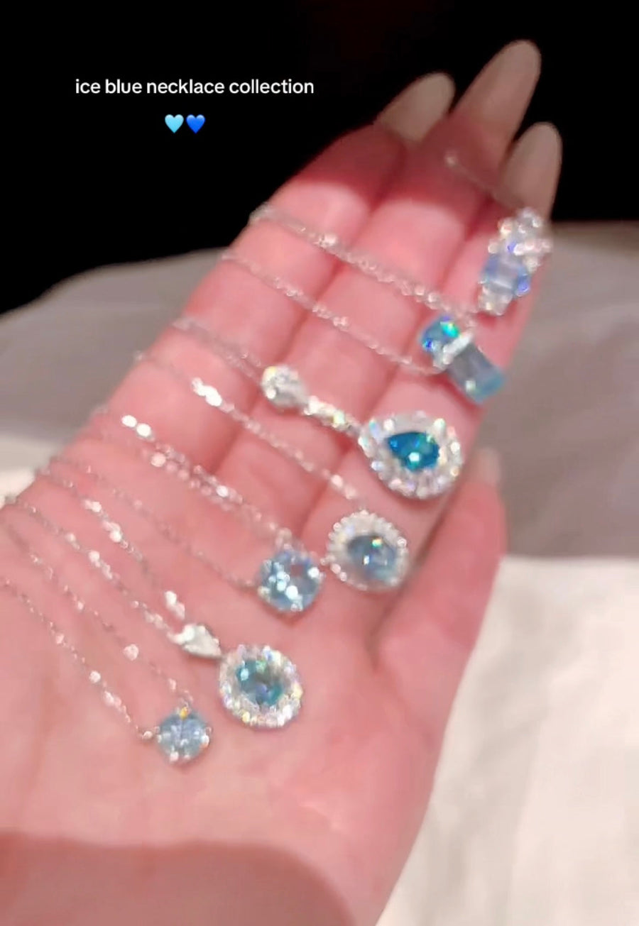4.6ct Drop-Shaped Aquamarine Diamond Necklace