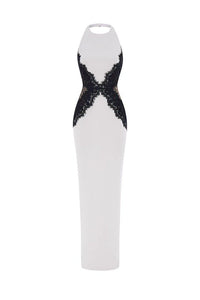 Crepe And Lace Maxi Dress