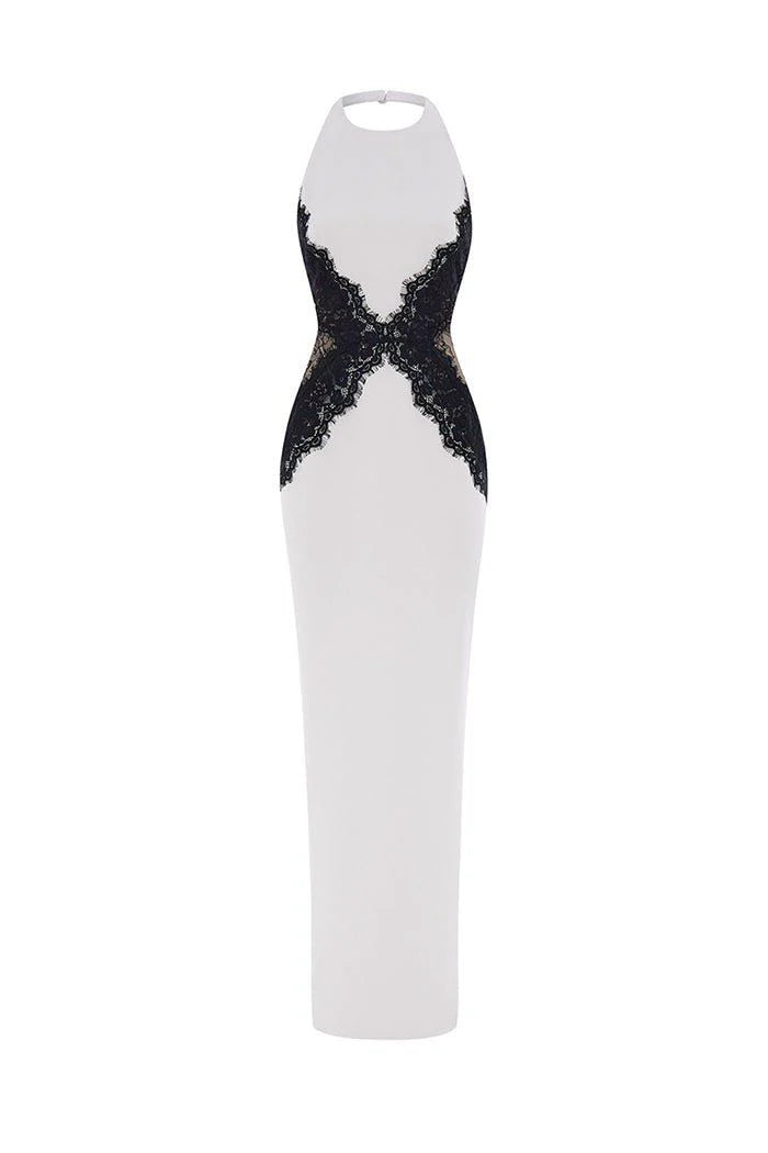 Crepe And Lace Maxi Dress