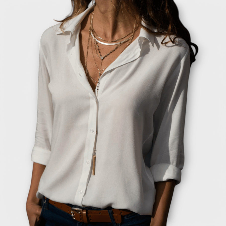 Ainsley | Women's Collared Long Sleeve Button Down Blouse