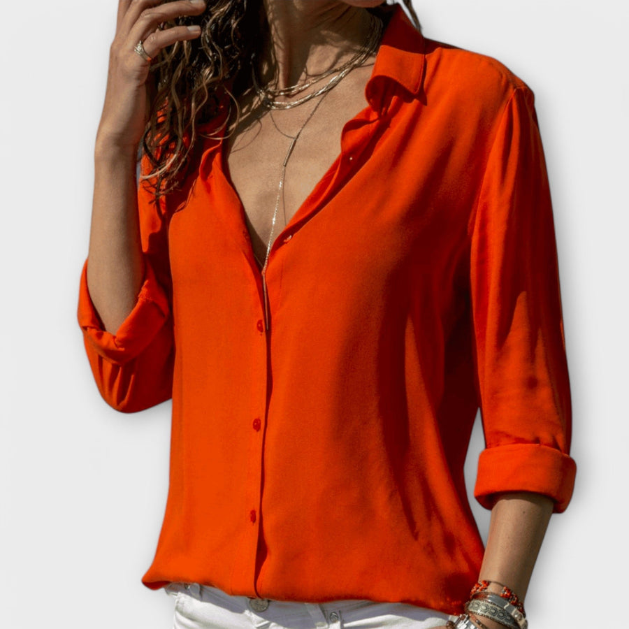 Ainsley | Women's Collared Long Sleeve Button Down Blouse
