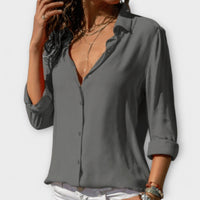 Ainsley | Women's Collared Long Sleeve Button Down Blouse
