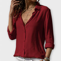 Ainsley | Women's Collared Long Sleeve Button Down Blouse