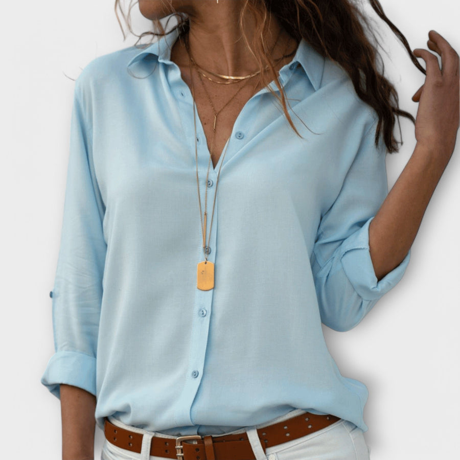 Ainsley | Women's Collared Long Sleeve Button Down Blouse