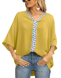 Aldene | Women's V-Neck Oversized Short Sleeve Tunic
