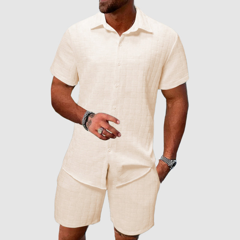 Aldous | Men's Short Sleeve Button Down Shirt & Shorts Set