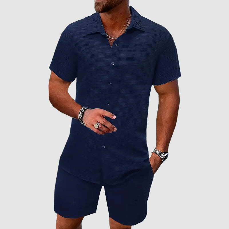 Aldous | Men's Short Sleeve Button Down Shirt & Shorts Set