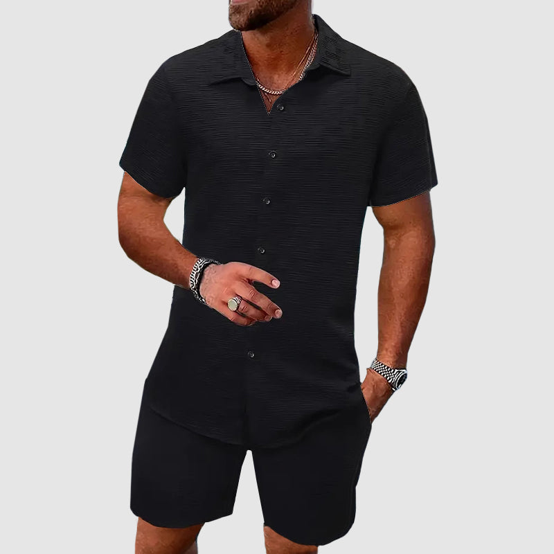 Aldous | Men's Short Sleeve Button Down Shirt & Shorts Set