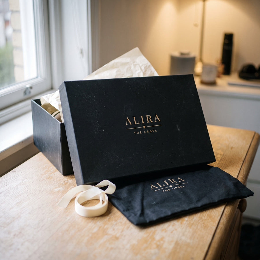 Alira The Label shoe box packaging