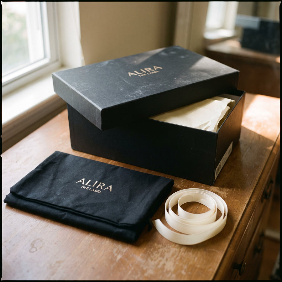 Alira The Label shoe box packaging