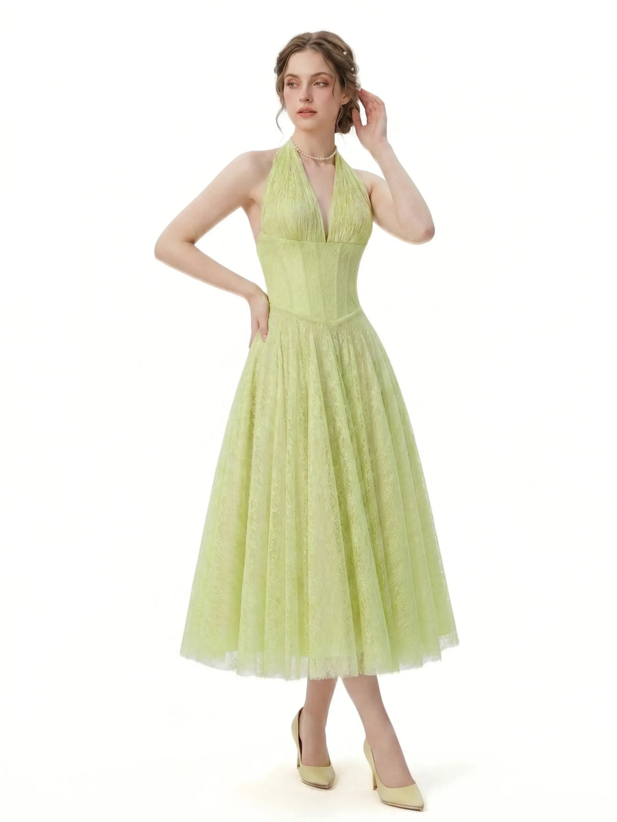 Amalia Halter Corset Maxi Dress for Weddings