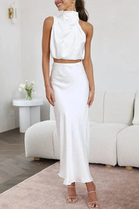 Alessia Draped Satin Set