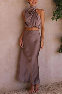 Alessia Draped Satin Set