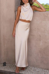 Alessia Draped Satin Set