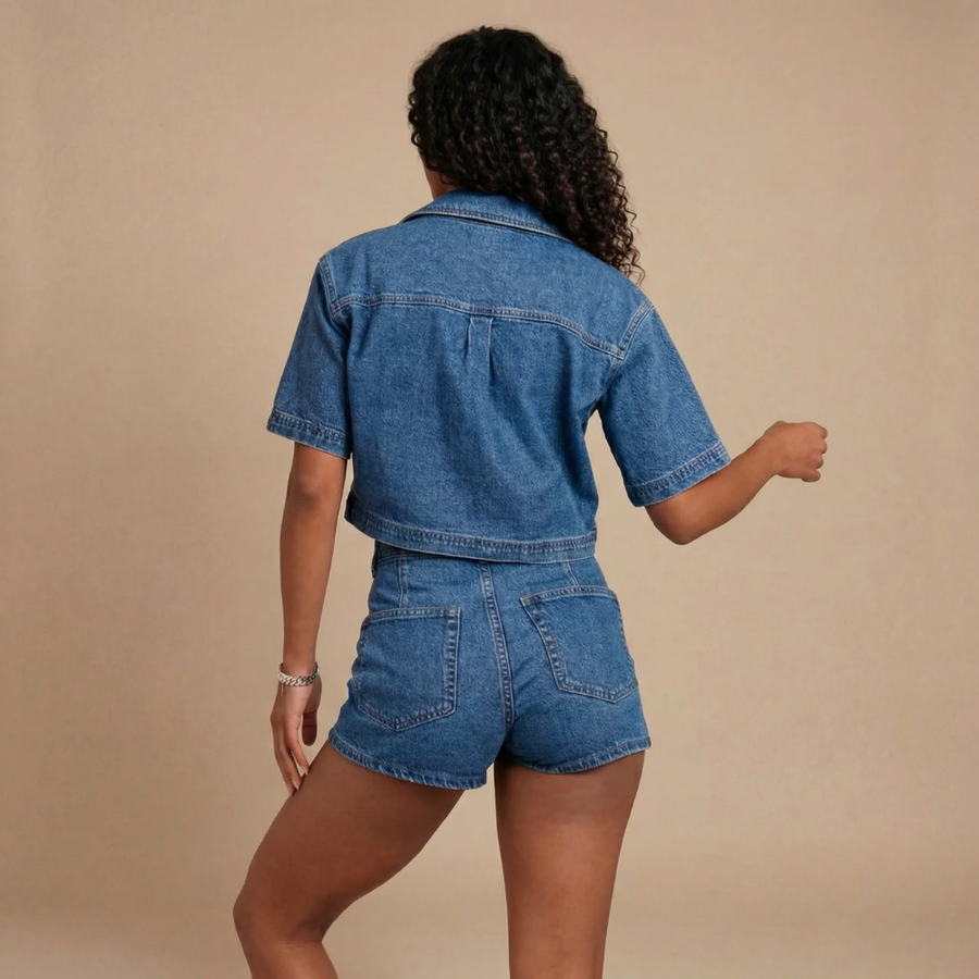 Blake Wrap Denim Set