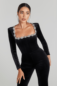 Evelyn Crystal Square Jumpsuit