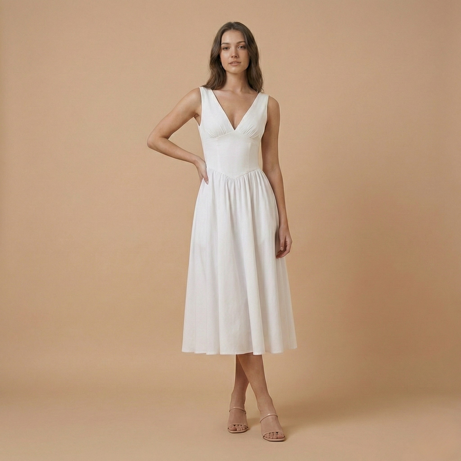 Isabelle V-Neck Midi Dress