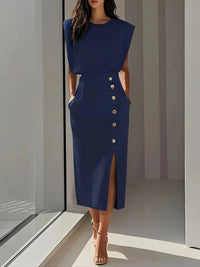 Lisandra Button Midi Dress