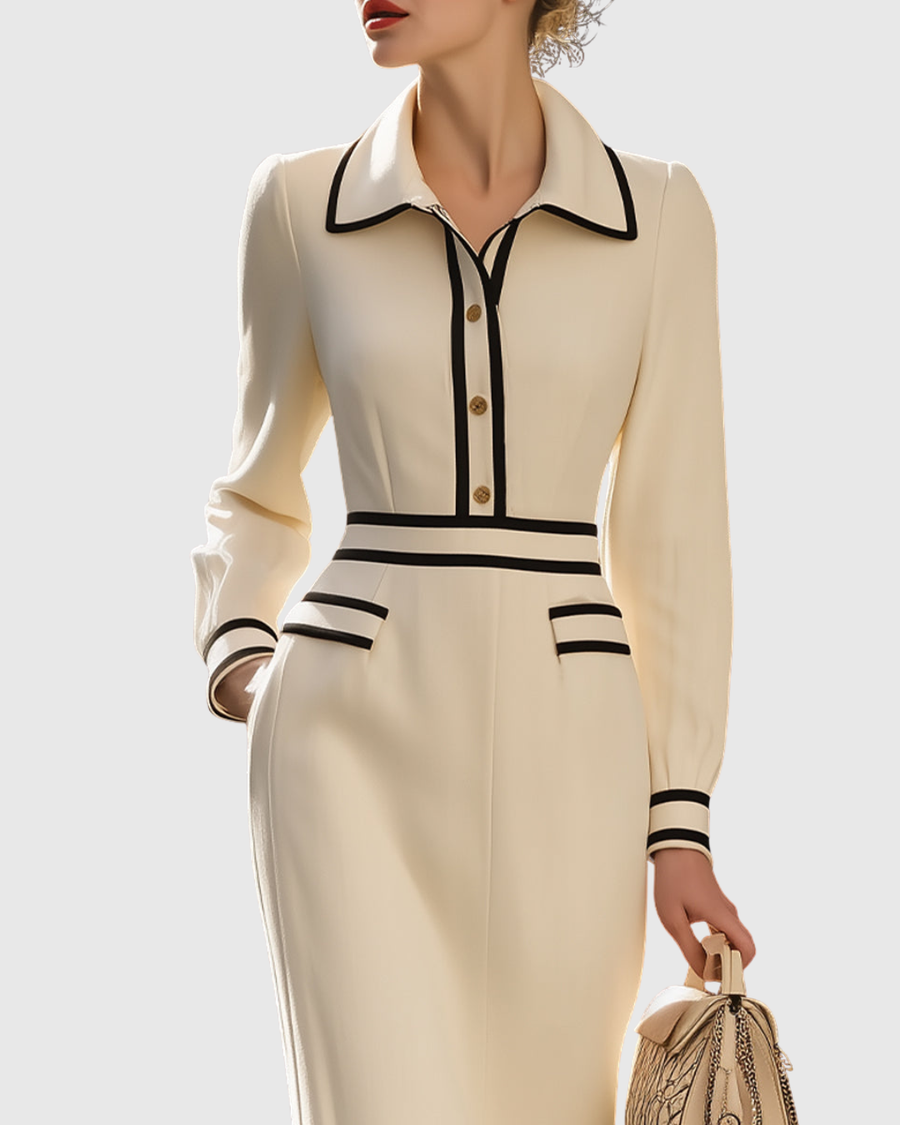 Margot Piped Midi Dress